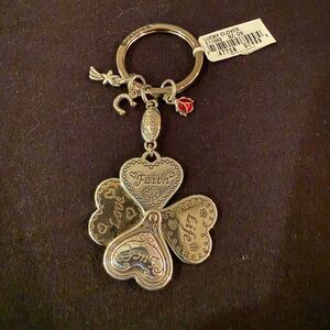 Brighton Lucky Clover Heart Key Fob chain Ladybug Star Faith Love Silver Plate